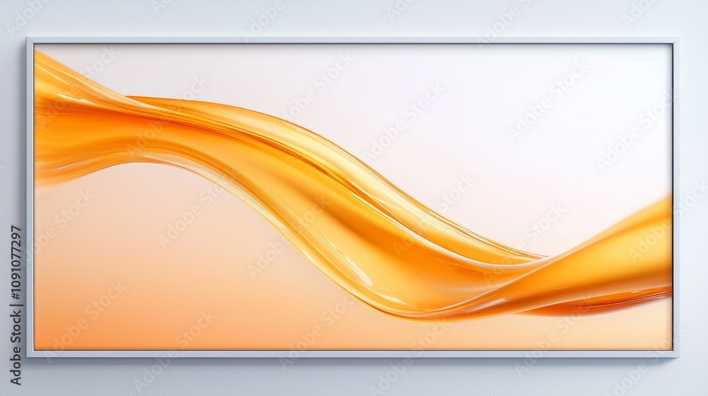 Poster flowing orange wave abstract artwork digital creation modern style soft gradient minimalist aestheti