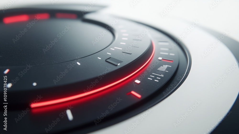 Poster A close-up of a sleek, modern control panel with illuminated indicators and buttons.