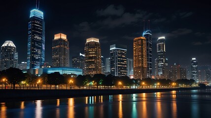 City marketplace with warm lights and bustling energy, providing a lively and welcoming urban scene for design use