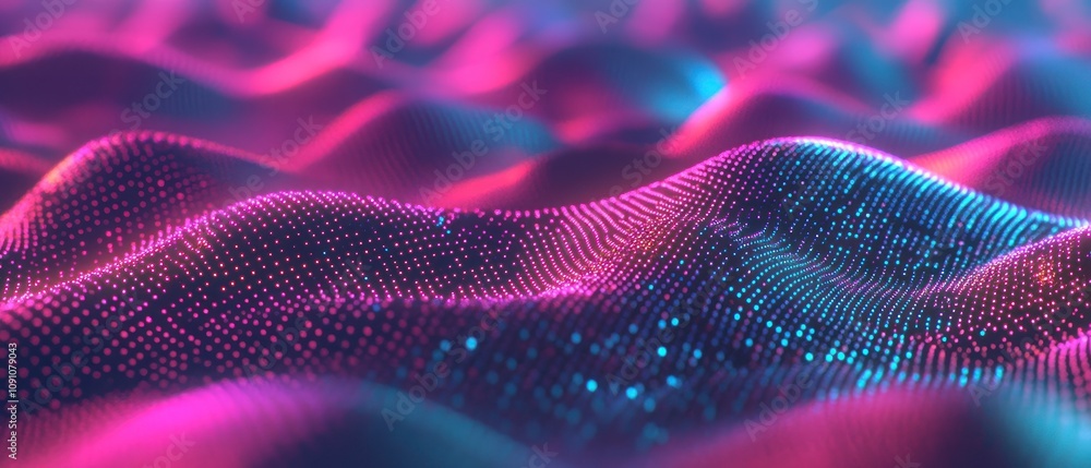 Poster abstract digital waves with vibrant colors creating a mesmerizing visual effect.