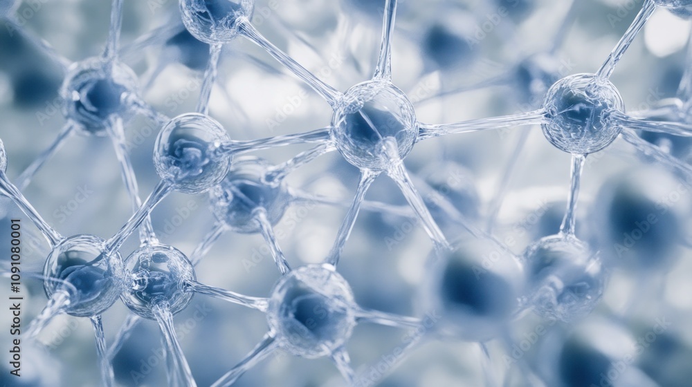 Aufkleber Close-up view of interconnected molecules, illustrating molecular structure and chemistry.