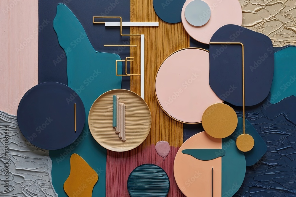 Poster multicolored acrylic paint abstract background with textured arrangements and modern design elements
