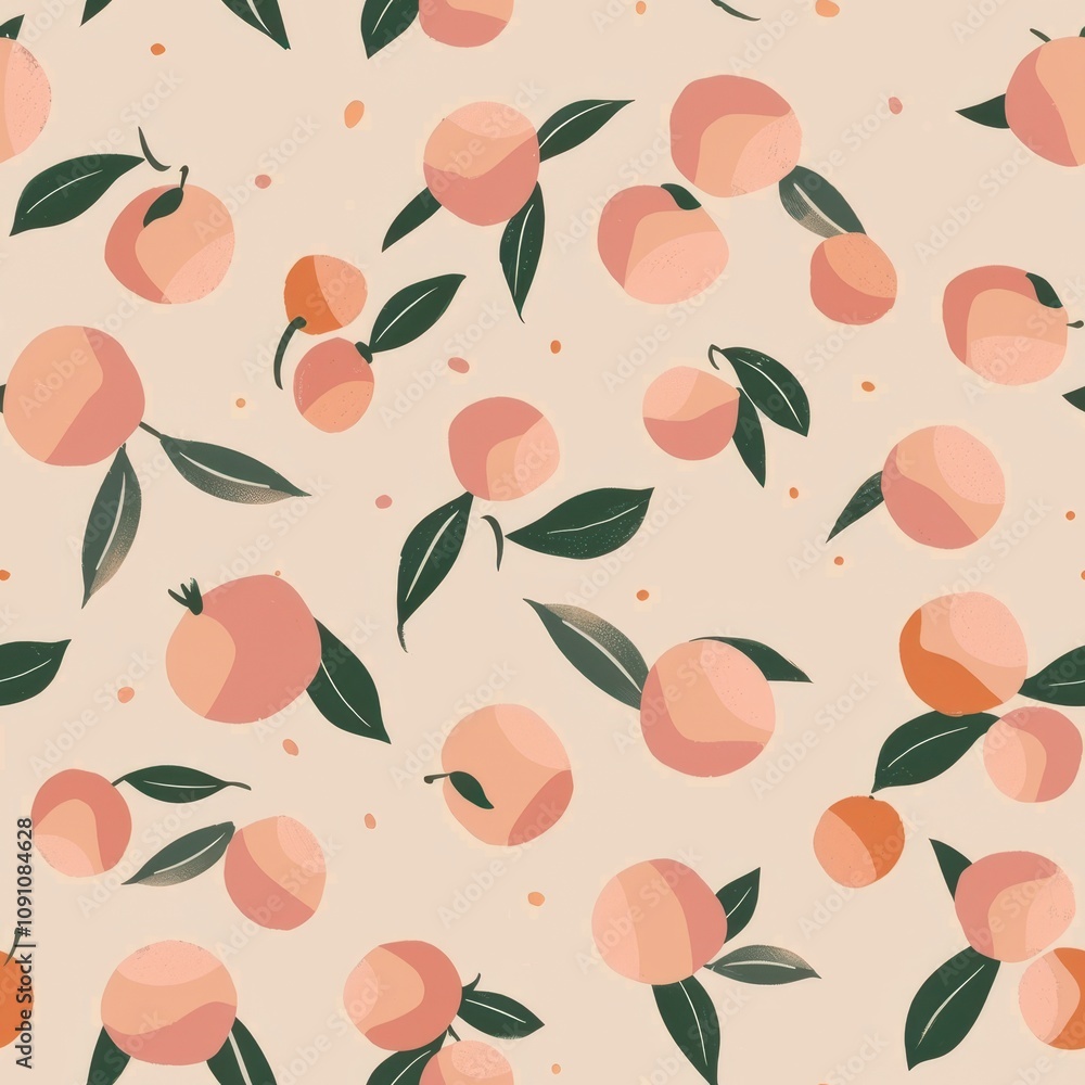 Poster seamless minimal peach pattern on beige background ideal for fabric design and textile applications 