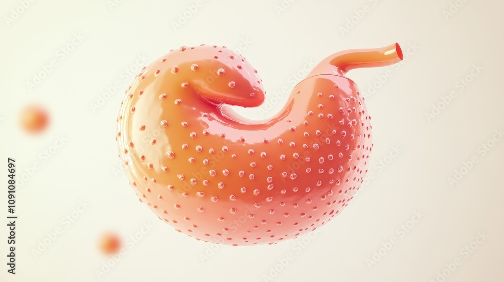 Aufkleber A stylized, 3D representation of a stomach, emphasizing its unique shape and texture.