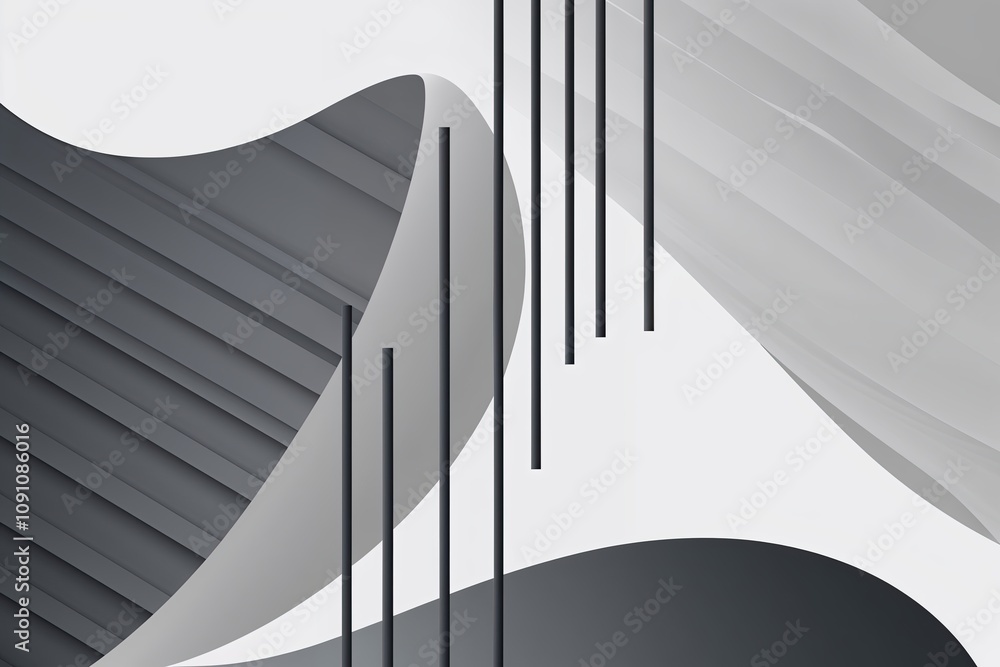 Poster white minimal abstract background with grey stripes and elegant dynamic design
