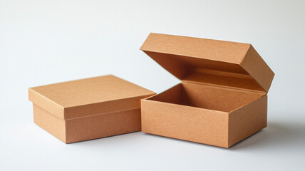 Fototapeta premium opened kraft paper box on white background.