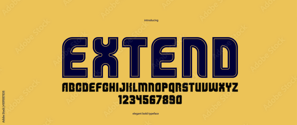 Fototapete bold simple sans serif display font for logos headers or slogans, vector thick and heavy geometric t