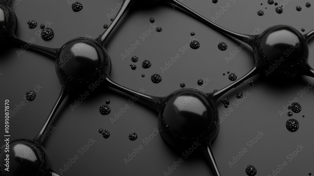 Poster abstract representation of molecular structures with black spheres and connecting lines.