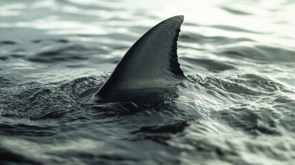 Obraz premium Shark fin emerging from water 