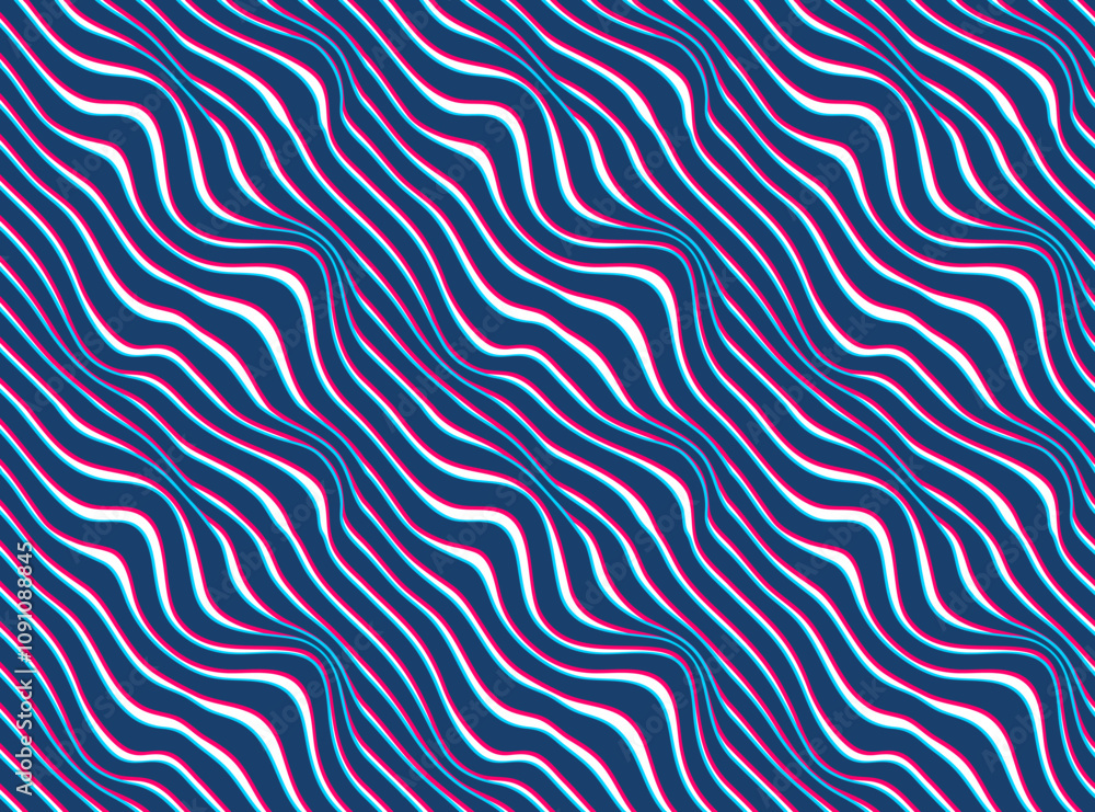 Poster seamless lines geometric pattern with optical illusion, abstract op art minimal vector background wi