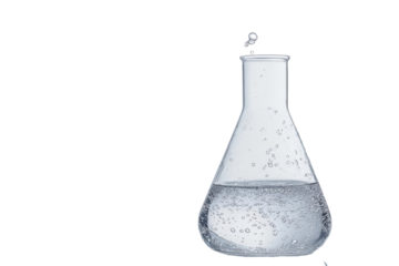 Bubbling chemistry beaker experiment laboratory scientific imagery controlled environment close-up chemistry concepts, transparent background