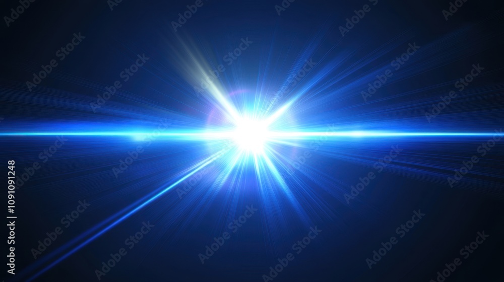 Poster stunning blue light burst with radiating rays and soft glowing effects on a dark background ideal fo