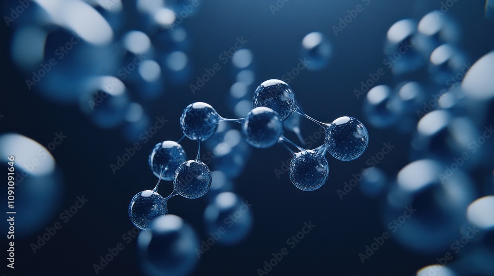 Aufkleber a 3d representation of molecular structures in a blue, abstract environment.