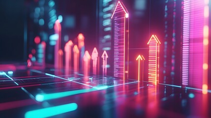 A team launching a product, with 3D glowing devices and 2D animated arrows symbolizing market expansion. 4k resolution, Cinematic Scene