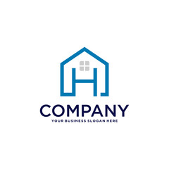 Fototapeta premium h logo design with real estate
