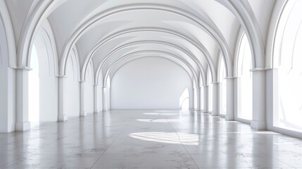 Obraz premium White Arched Ceiling - a stunning architectural masterpiece. The sleek curves and bright white tones create an elegant and modern visual experience.