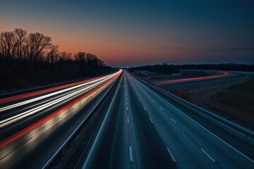 Obraz premium Twilight Blacktop Freeway Secrets for Clandestine Transactions and Nighttime Adventures