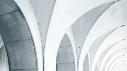 Fototapeta premium White Arched Ceiling - a stunning architectural masterpiece. The sleek curves and bright white tones create an elegant and modern visual experience.