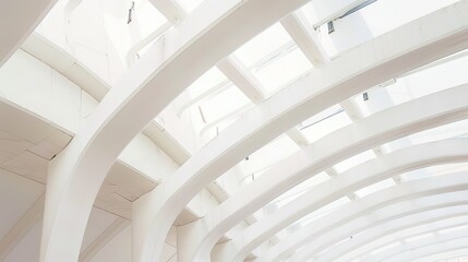 Fototapeta premium White Arched Ceiling - a stunning architectural masterpiece. The sleek curves and bright white tones create an elegant and modern visual experience.