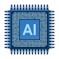 Artificial intelligence chip. AI processor concept. Futuristic microchip processor. AI chip symbol. Technology innovation concept. Vector illustration