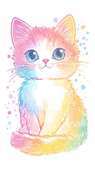  Cute cartoon kitten with a playful and funny expression