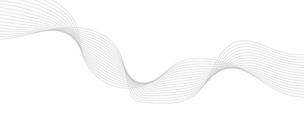 Fototapeta premium Abstract wave element for design. Wave with lines created using blend tool. Curved wavy line, smooth stripe.