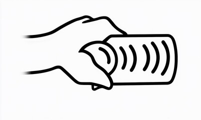Contactless Payment Hand Card Vector Illustration Outline Icon Technology Financial Transaction