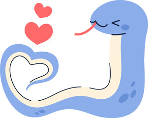 Fototapeta premium blue snake drawing a heart