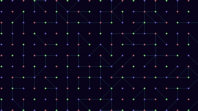 A vibrant, detailed pattern of colored dots arranged on a grid creates a visually striking and intricate design against a dark backdrop