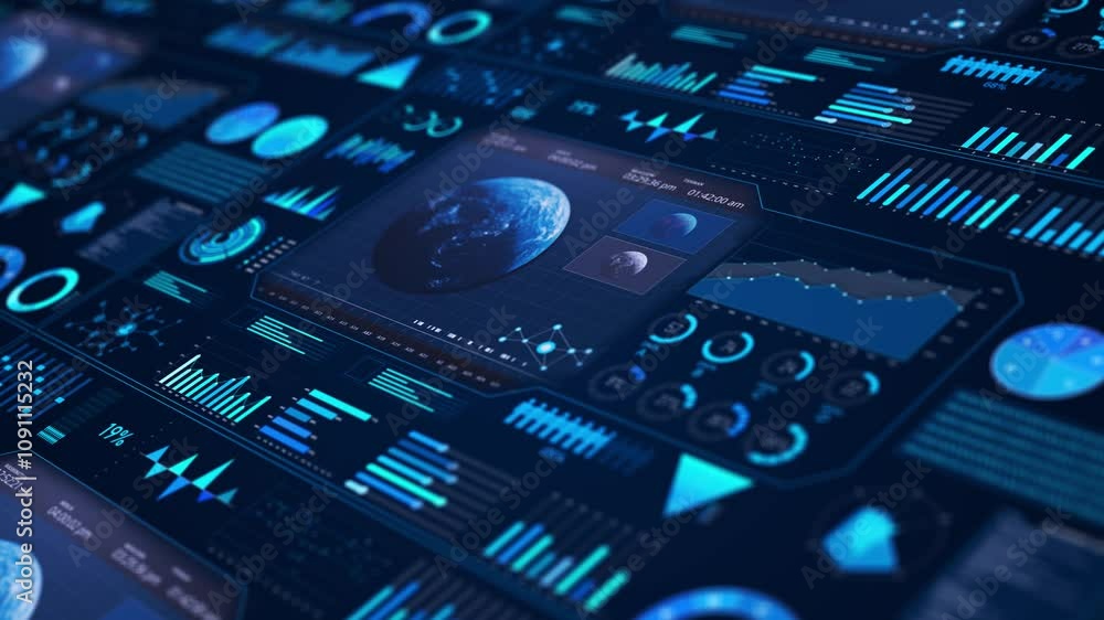 Poster hud technology infographic elements sci fi user interface data display financial business charts, gr