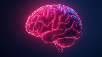 A vibrant, neon-style depiction of a human brain, showcasing intricate neural patterns against a dark background.