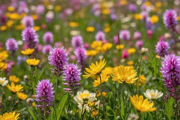 Obraz premium Colorful Wildflower Meadow in Spring Sunshine