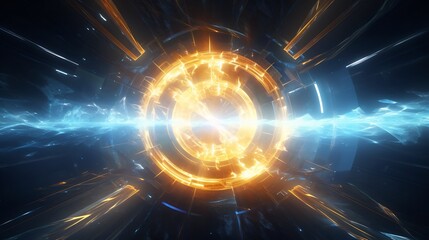 Obraz premium Futuristic Sci-Fi Energy Core with Swirling Radiant Flows and Lights