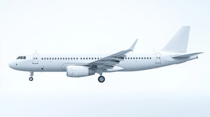 Obraz premium A Detailed 3D Render of a White Airplane in Flight, Approaching Landing