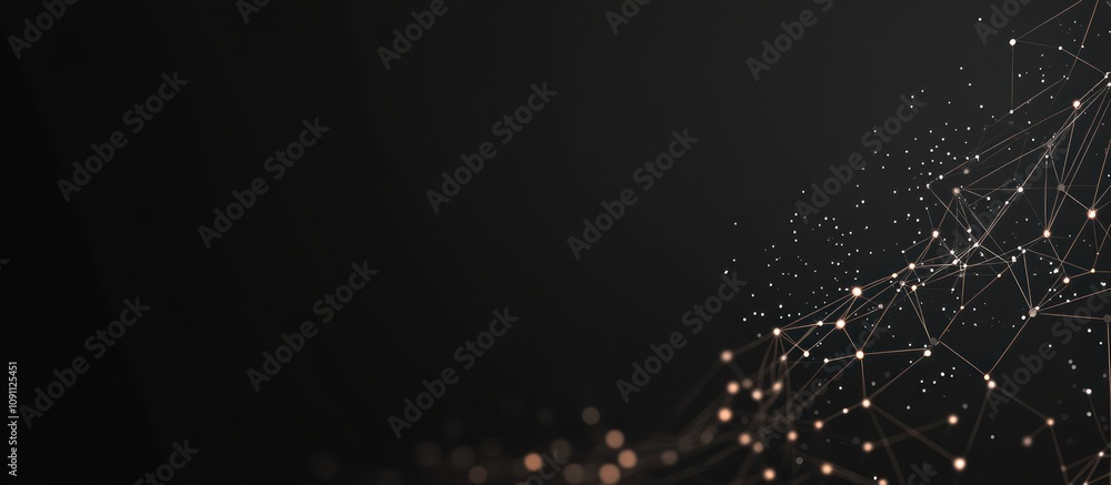 Aufkleber abstract digital background with connected nodes and glowing particles on a dark surface.