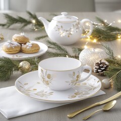Fototapeta premium Holiday spread with gourmet desserts warm lights