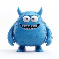 Fototapeta premium Vibrant Blue Monster Character in Clean 3D Cartoon