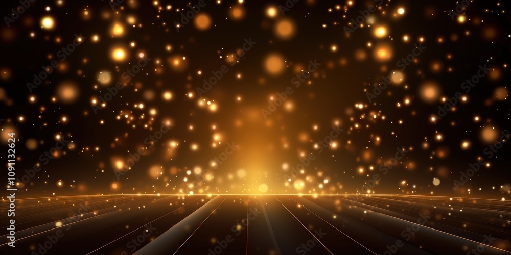 Poster vibrant golden abstract background with sparkling lights and gradient textures ideal for adding a to