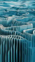 Obraz premium The rhythm of calm wavy vertical patterns in gradient blue hues echo the peaceful cadence of water in motion