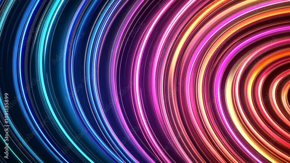 Poster colorful abstract background with motion effects, high-speed lines in smooth swirls and vibrant circ