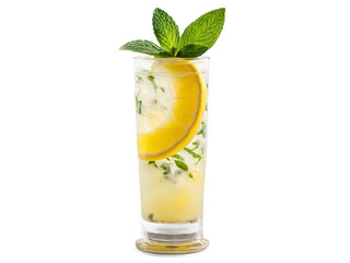 Fototapeta premium Mauritanian Zrig in tall glass garnished with slice of lemon and sprig of mint