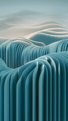 Fototapeta premium Vertical harmony rippling blue gradients form a soothing pattern evoking the tranquility of flowing water