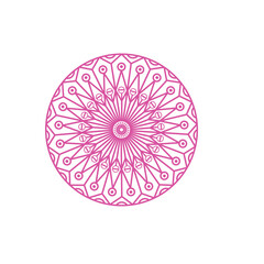 Decoration simple mandala beautiful line shape doodle that inspired by wheel and electric fan that can be used for sticker, book, scrapbook, icon, decorative, etc. with aesthetic purple colorful color