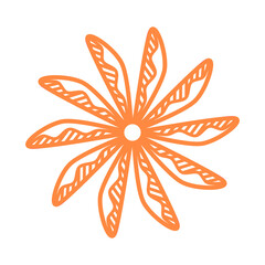 Decoration simple mandala beautiful line shape doodle that inspired by wheel and electric fan that can be used for sticker, book, scrapbook, icon, decorative, etc. with aesthetic orange colorful color