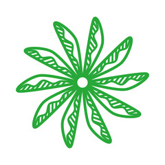 Decoration simple mandala beautiful line shape doodle that inspired by wheel and electric fan that can be used for sticker, book, scrapbook, icon, decorative, e.t.c with aesthetic green colorful color