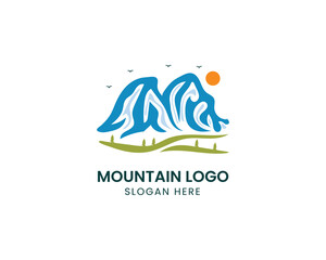 Fototapeta premium Panorama view landscape mountain logo design vector illustration