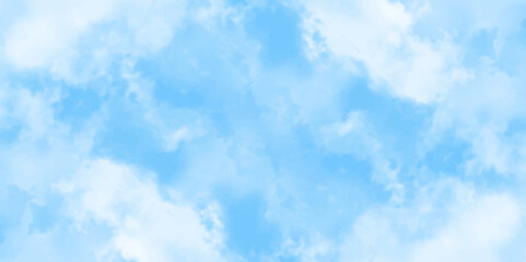 Grunge tint light blue watercolor abstract background, Aquarelle paint paper textured, blue sky with clouds, Sky Nature Landscape Background, sky background with white fluffy clouds.	