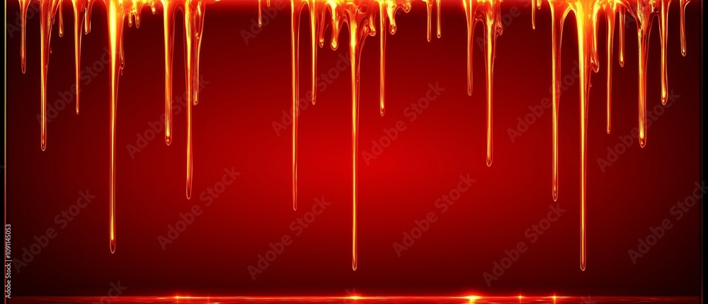 Poster red background with a red dripping liquid. the dripping liquid is red and it is falling from the top