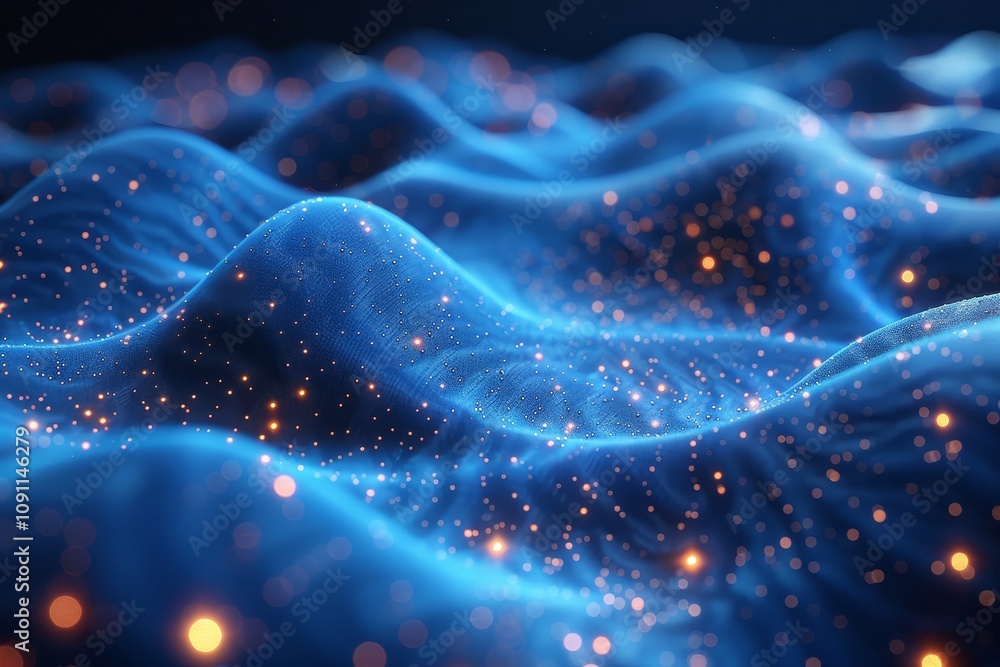 Poster holographic blue abstract technology wavy data lines creating a futuristic visual experience