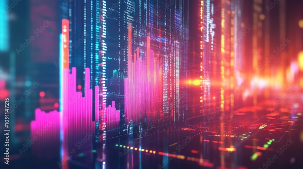 Poster colorful graph displayed on digital interface